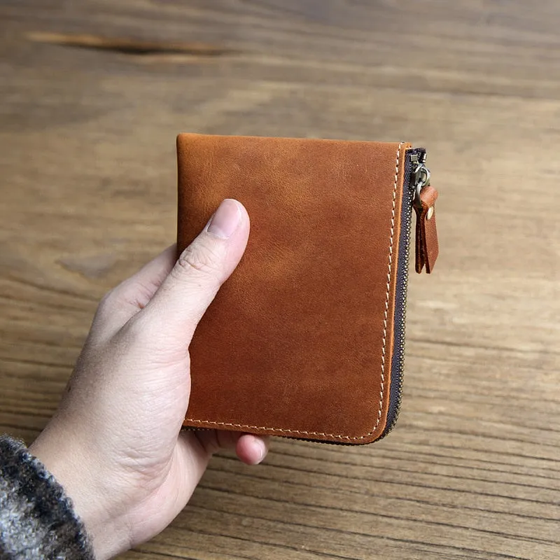 Genuine Leather Male Purse Crazy Horse Handmade Money Bag