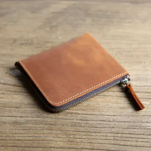 Genuine Leather Male Purse Crazy Horse Handmade Money Bag