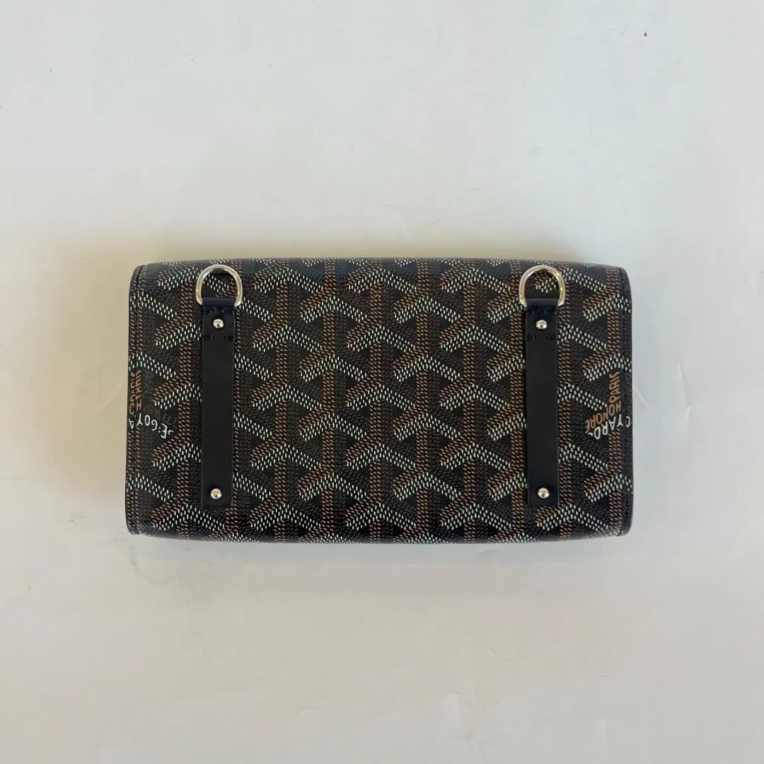 Goyard Black Goyardine Coated Canvas and Leather Monte Carlo Bois Small Clutch