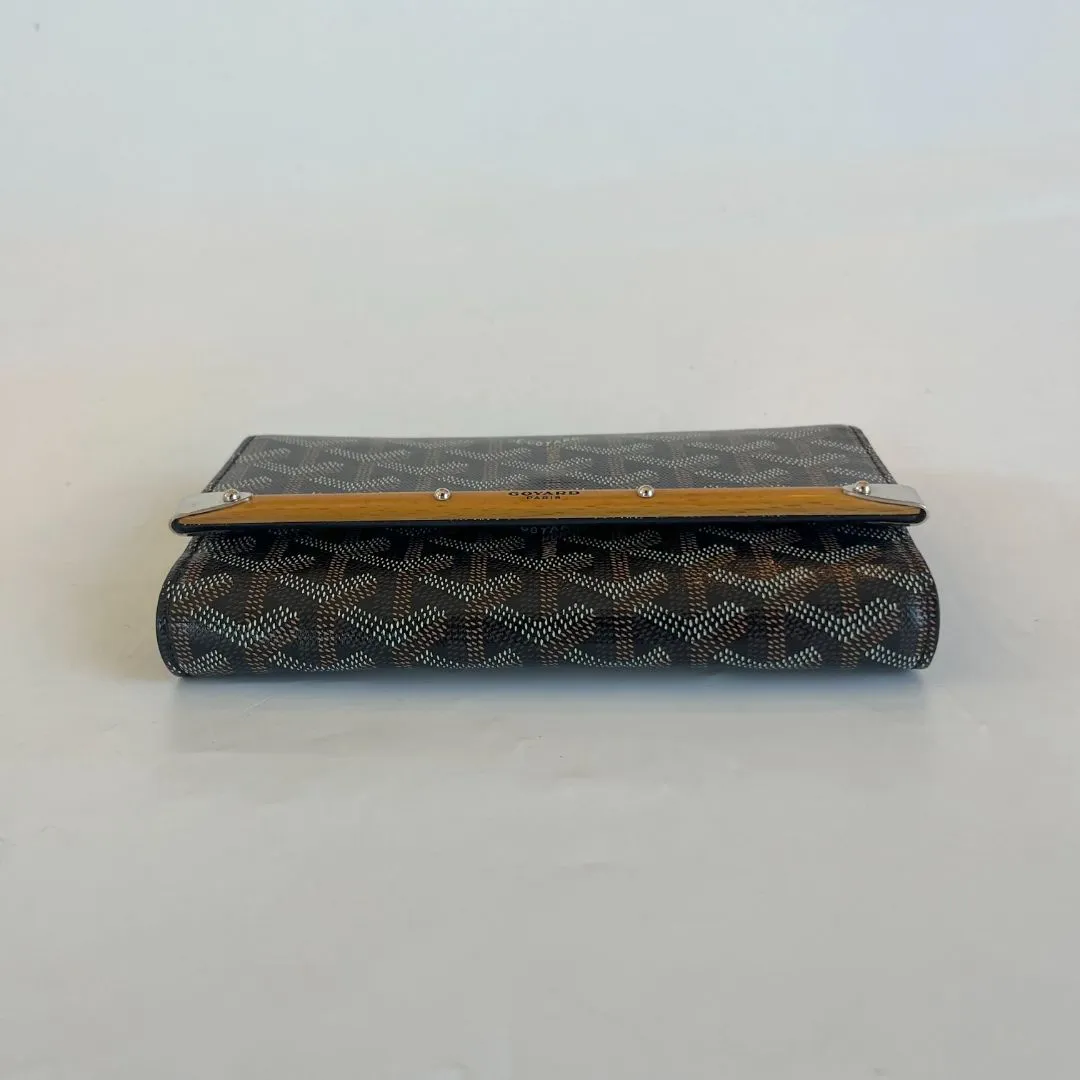 Goyard Black Goyardine Coated Canvas and Leather Monte Carlo Bois Small Clutch