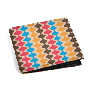 Groovy 70s Style Wallet Men, 70s inspired wallet, Orange Blue Stripe Wallet, Unique Wallet Men, PU Leather wallet mens bifold