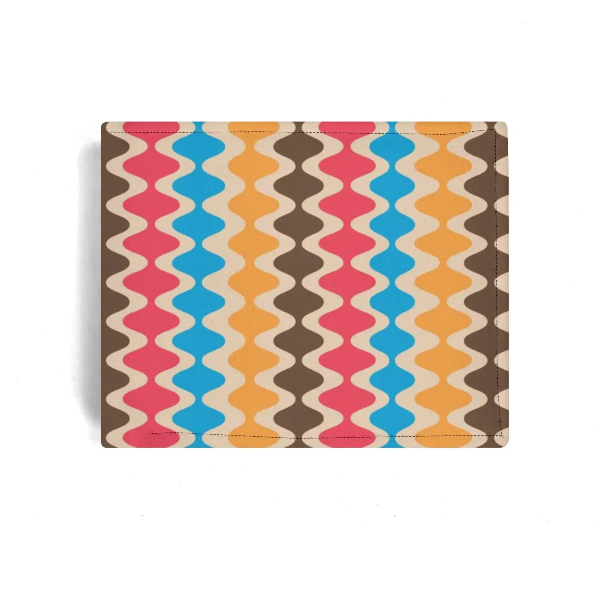 Groovy 70s Style Wallet Men, 70s inspired wallet, Orange Blue Stripe Wallet, Unique Wallet Men, PU Leather wallet mens bifold