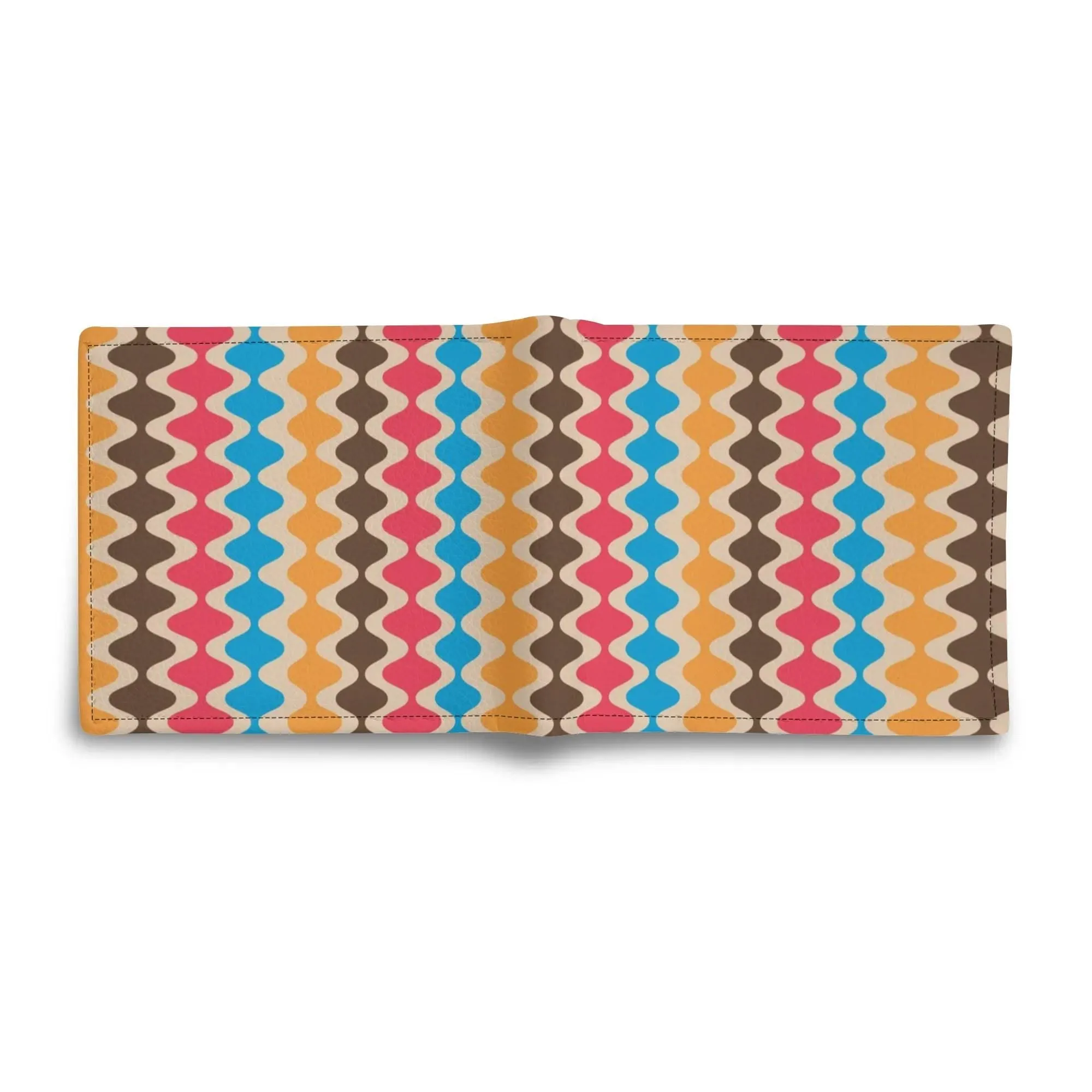 Groovy 70s Style Wallet Men, 70s inspired wallet, Orange Blue Stripe Wallet, Unique Wallet Men, PU Leather wallet mens bifold
