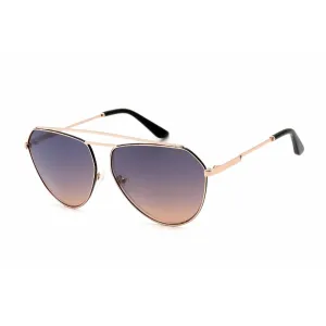 Guess Women's Sunglasses - Full Rim Shiny Rose Gold Metal Aviator Shape | GU7783 28Z