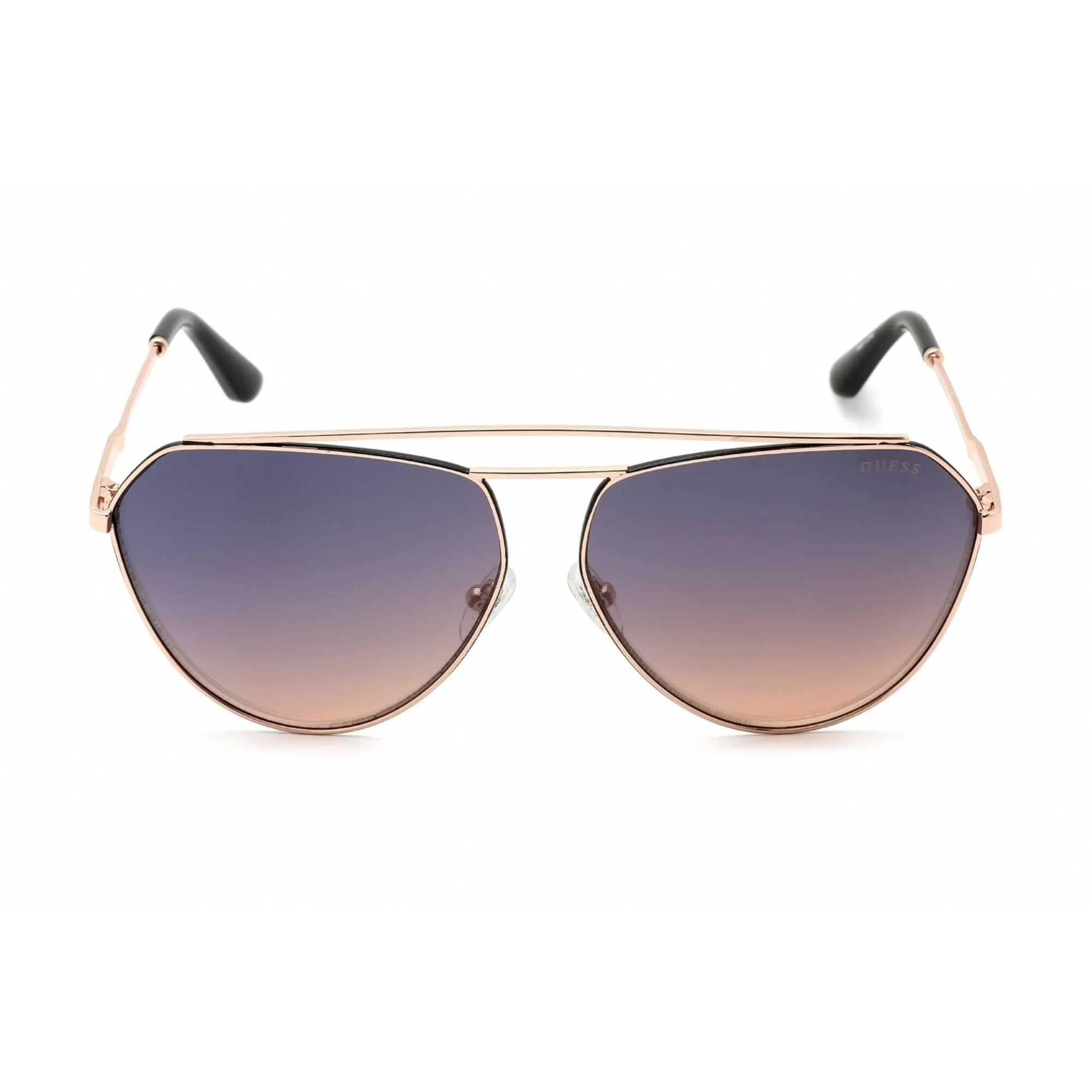 Guess Women's Sunglasses - Full Rim Shiny Rose Gold Metal Aviator Shape | GU7783 28Z