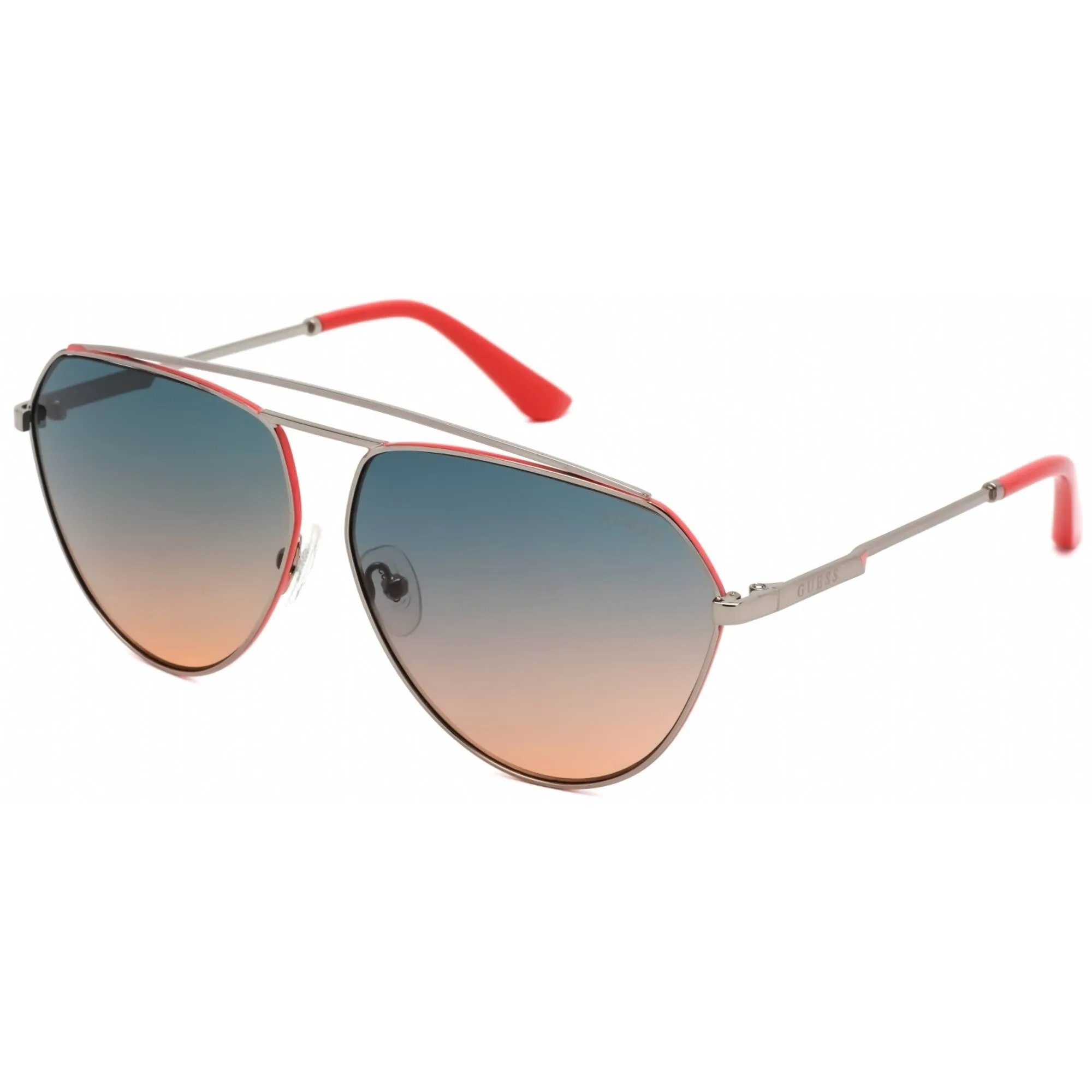 Guess Women's Sunglasses - Shiny Gunmetal Aviator Frame Smoke Lens | GU7783 08B