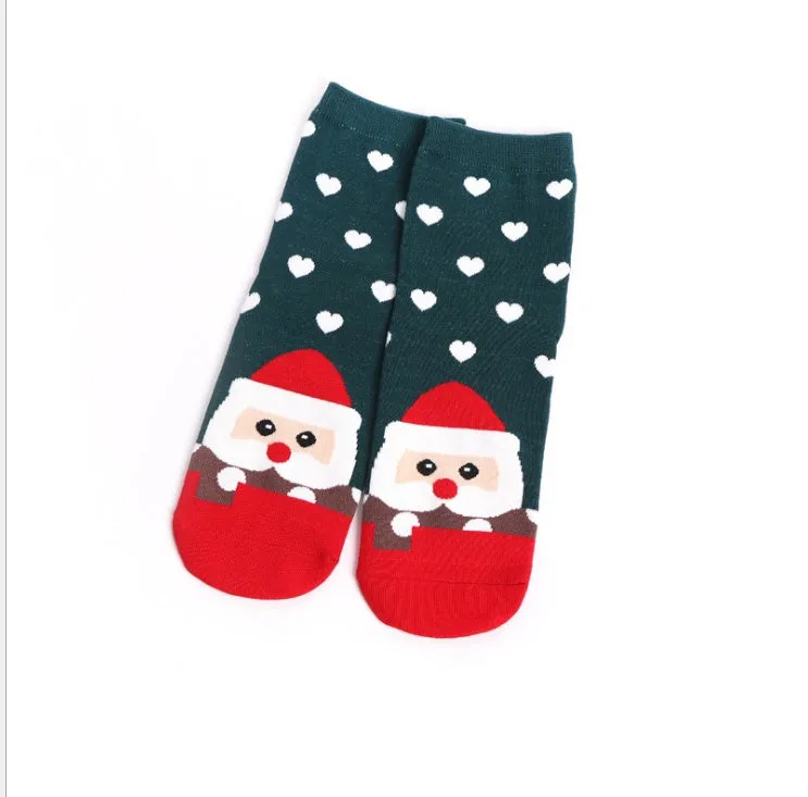 Ladies Christmas Cotton Socks | Cartoon Santa Claus Holiday Socks