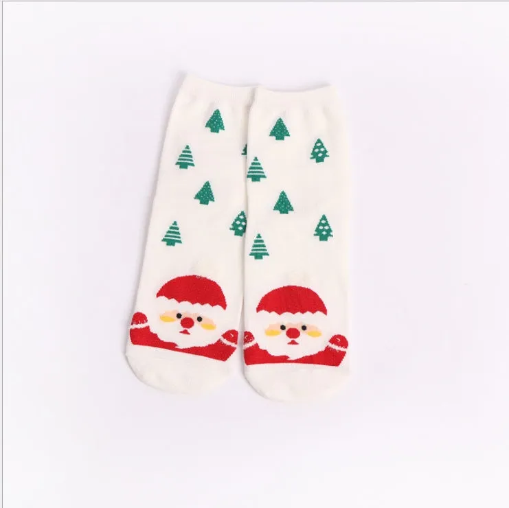 Ladies Christmas Cotton Socks | Cartoon Santa Claus Holiday Socks