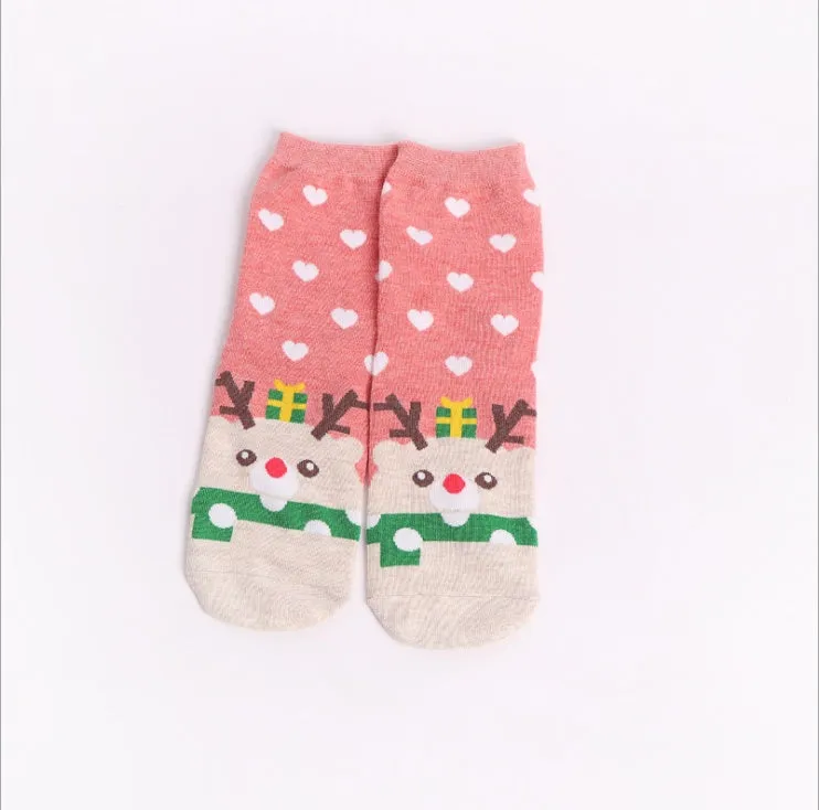 Ladies Christmas Cotton Socks | Cartoon Santa Claus Holiday Socks