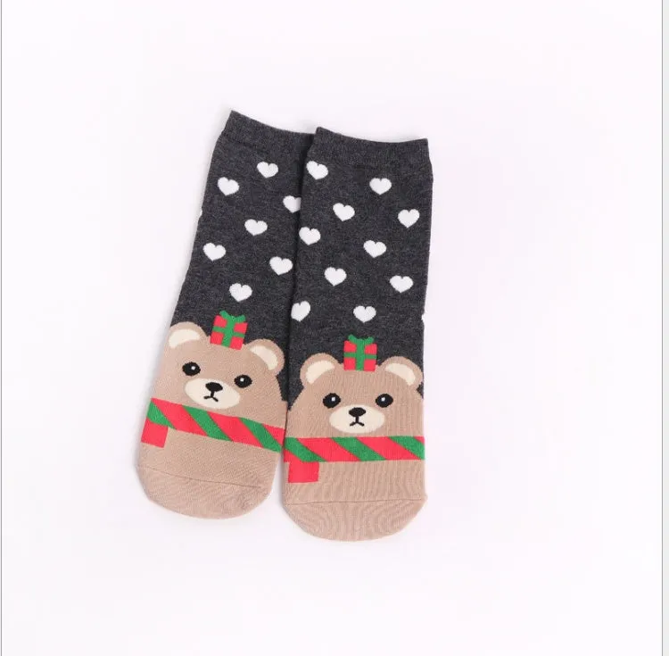 Ladies Christmas Cotton Socks | Cartoon Santa Claus Holiday Socks