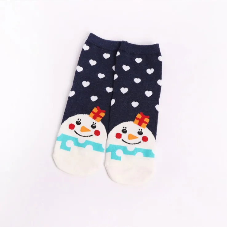 Ladies Christmas Cotton Socks | Cartoon Santa Claus Holiday Socks