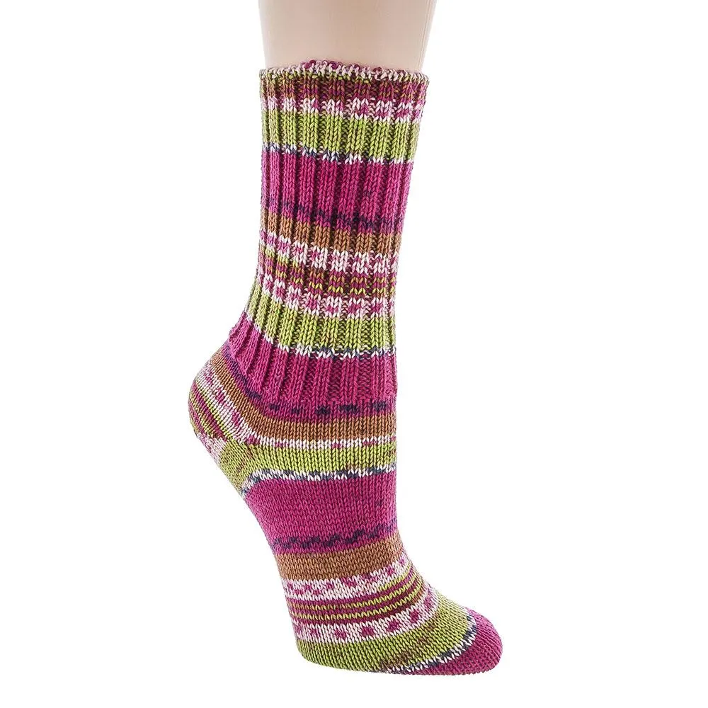 Ladies Passionate Pink Pattern Designer Irish Wool Country Socks
