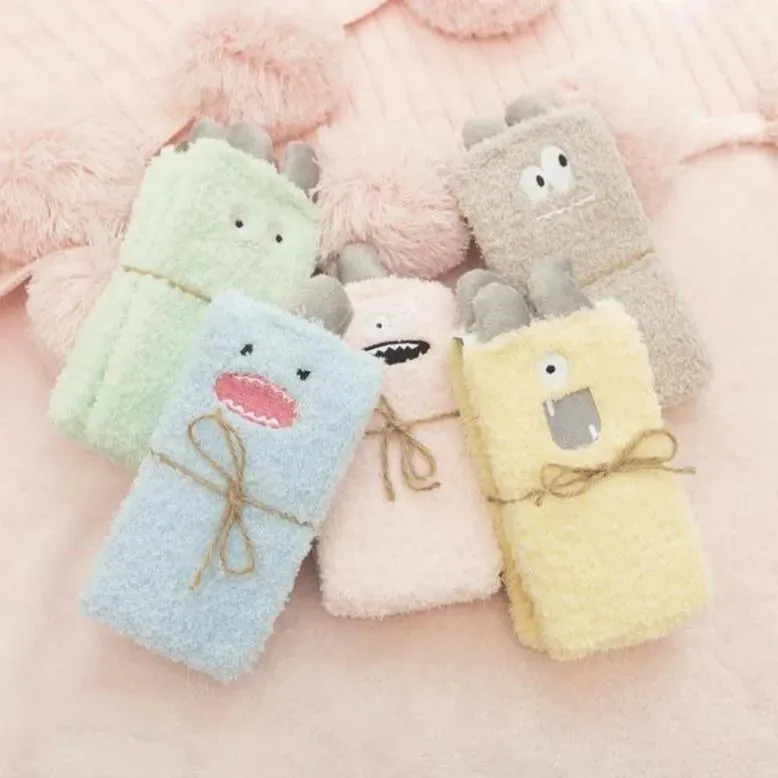 Little Monster Socks: Fuzzy socks with funny faces