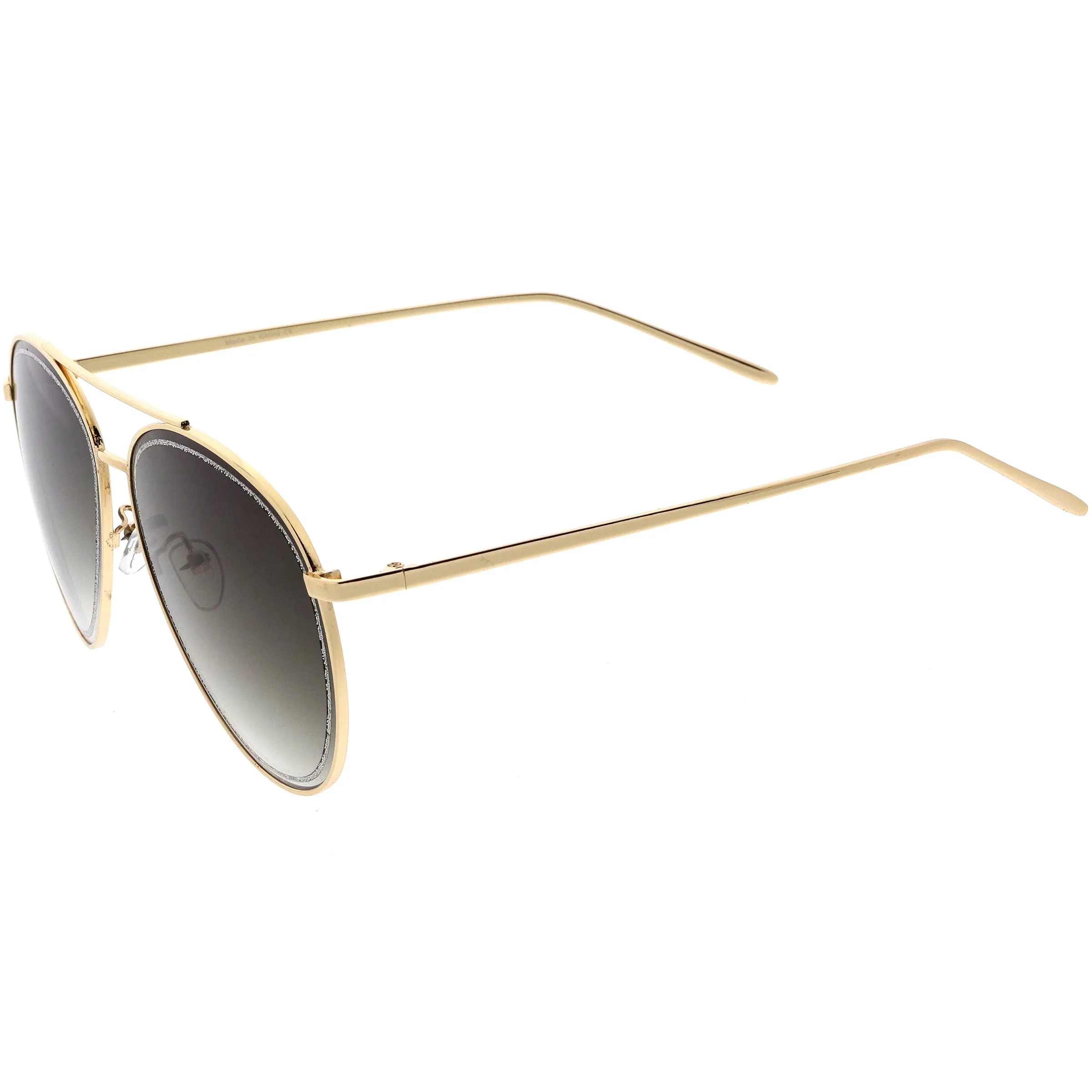 Luxe Urban Chic Glitter Trimmed Lens Detail Aviator Sunglasses D026
