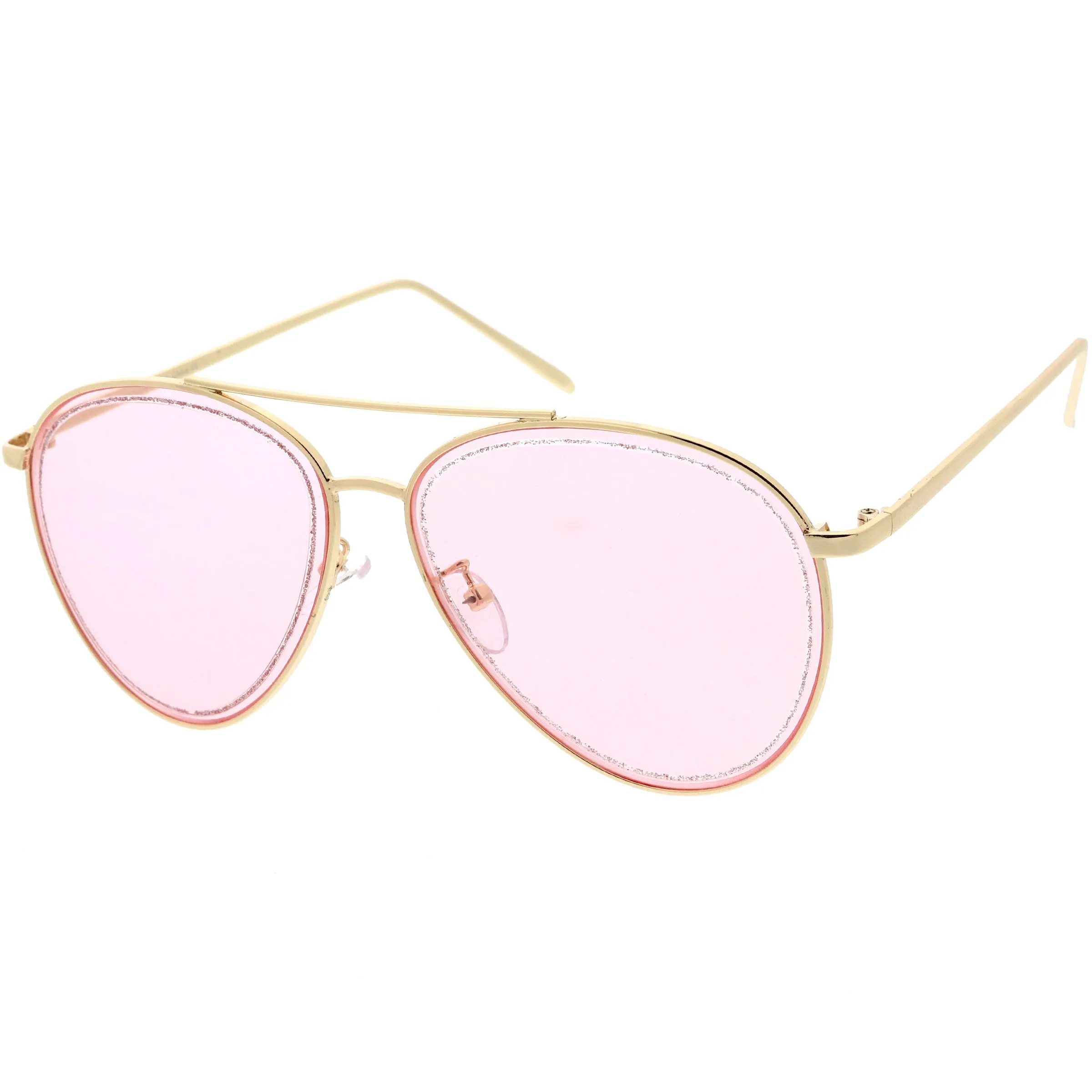 Luxe Urban Chic Glitter Trimmed Lens Detail Aviator Sunglasses D026