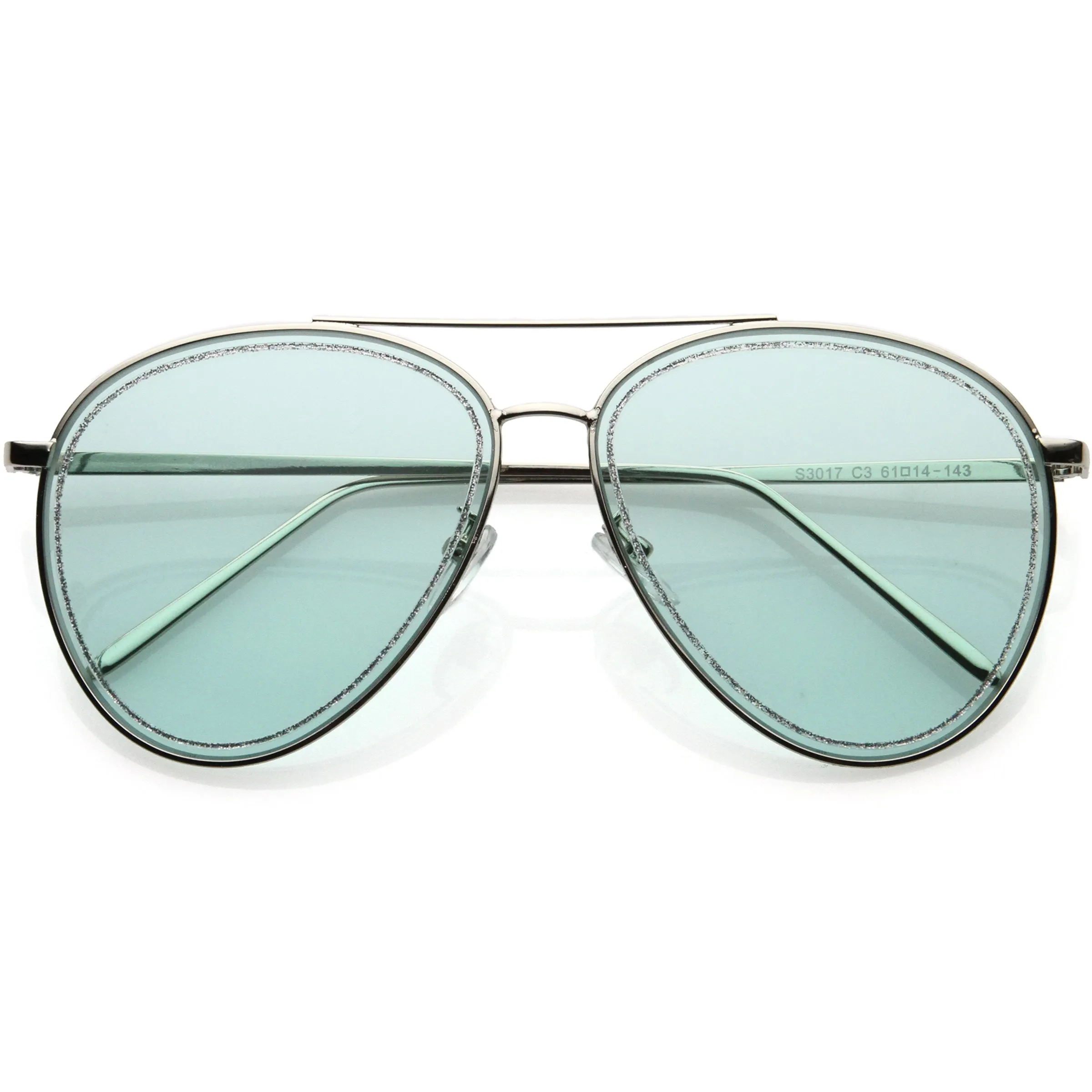Luxe Urban Chic Glitter Trimmed Lens Detail Aviator Sunglasses D026