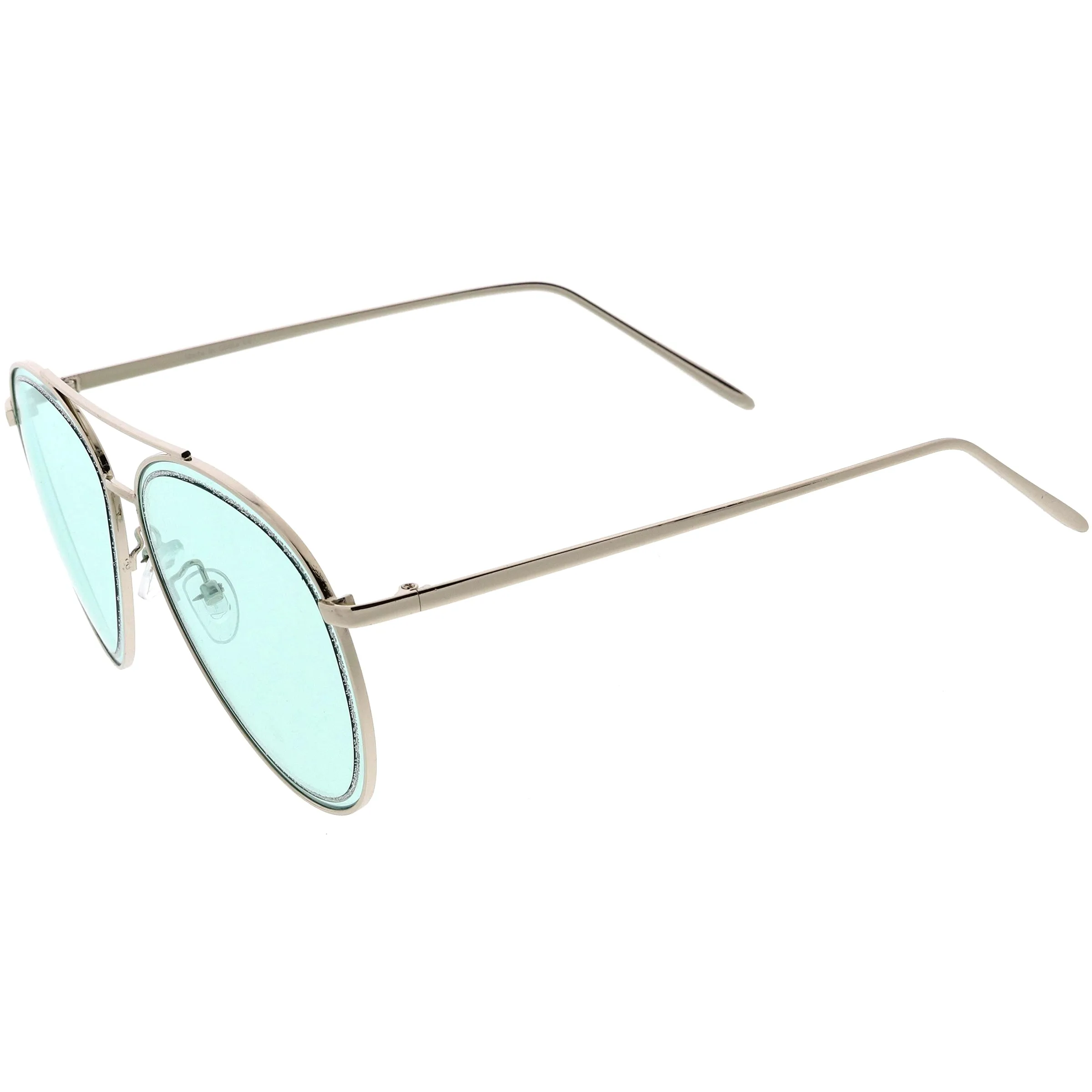 Luxe Urban Chic Glitter Trimmed Lens Detail Aviator Sunglasses D026
