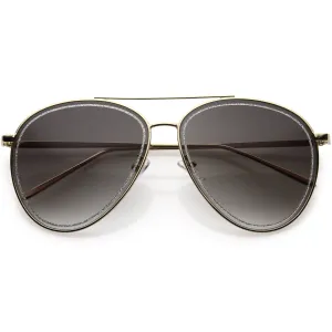 Luxe Urban Chic Glitter Trimmed Lens Detail Aviator Sunglasses D026