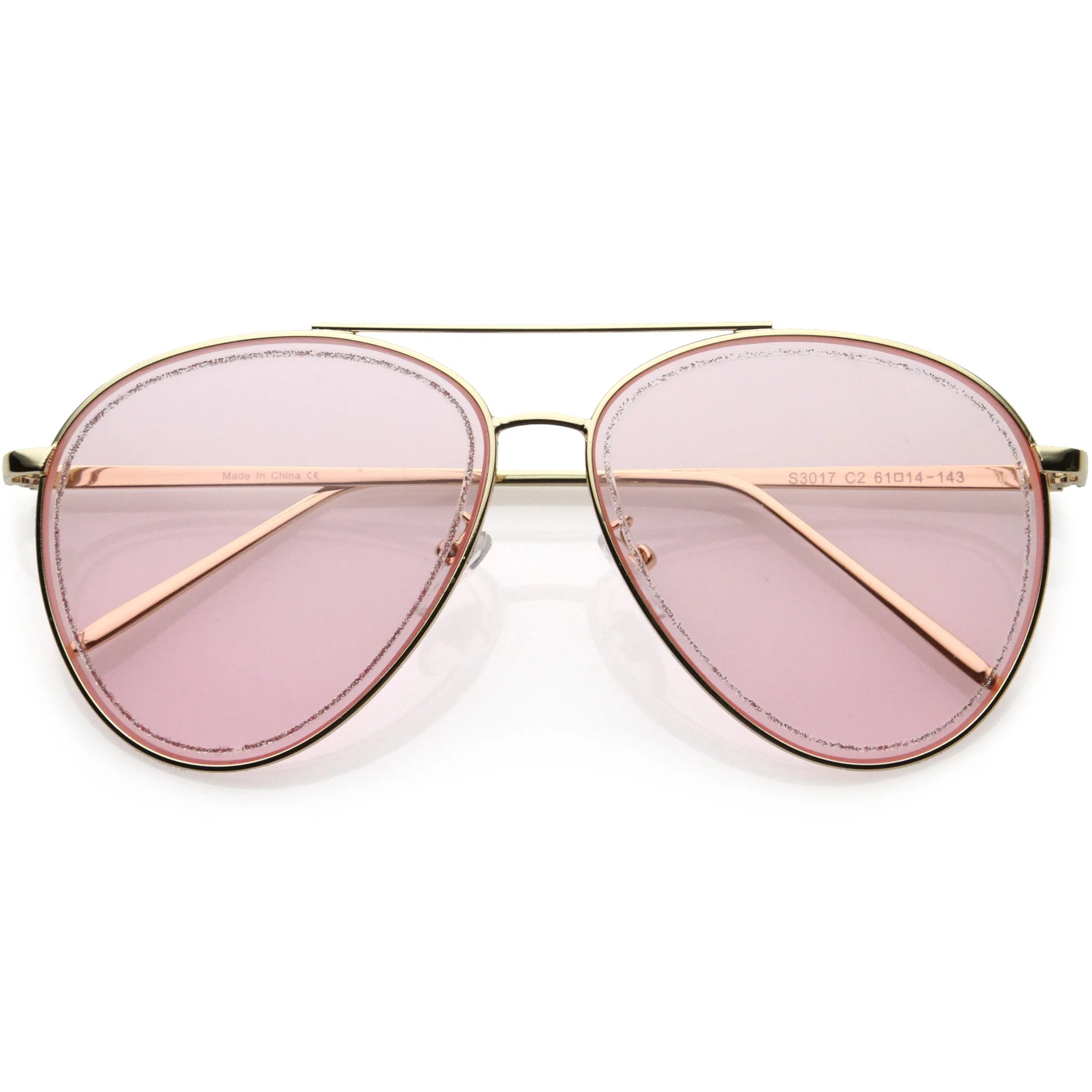 Luxe Urban Chic Glitter Trimmed Lens Detail Aviator Sunglasses D026