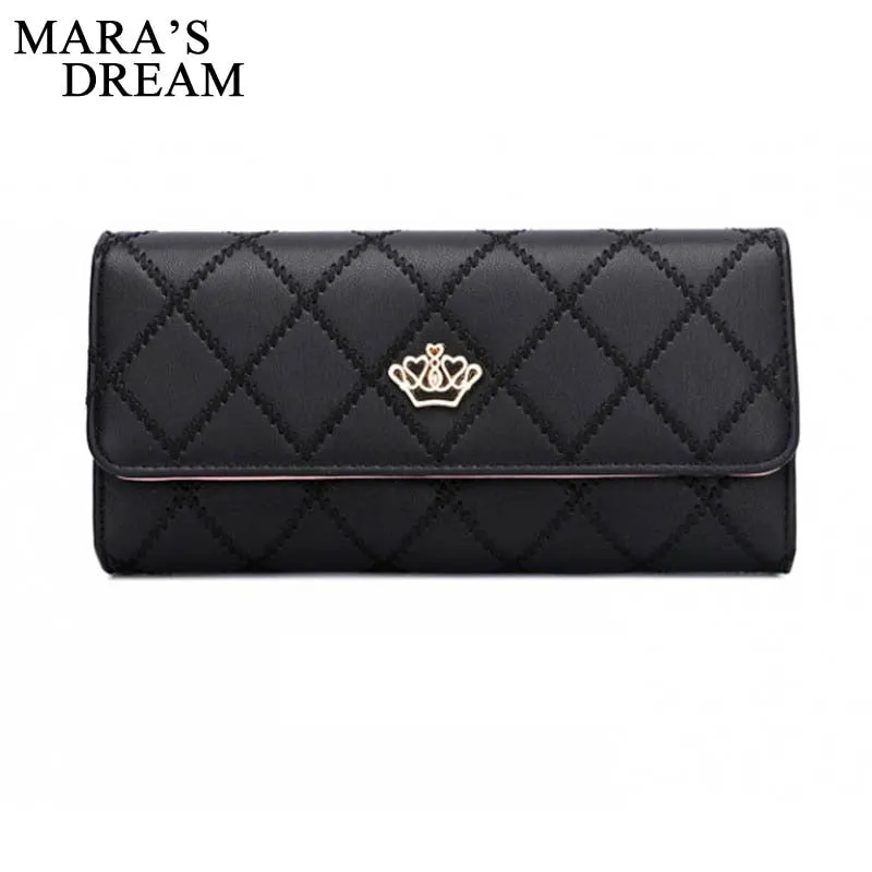 Mara's Dream Womens Wallets Purses Plaid PU Leather Long Wallet Hasp Phone Bag Money Coin Pocket Card Holder Female Wallet Purse