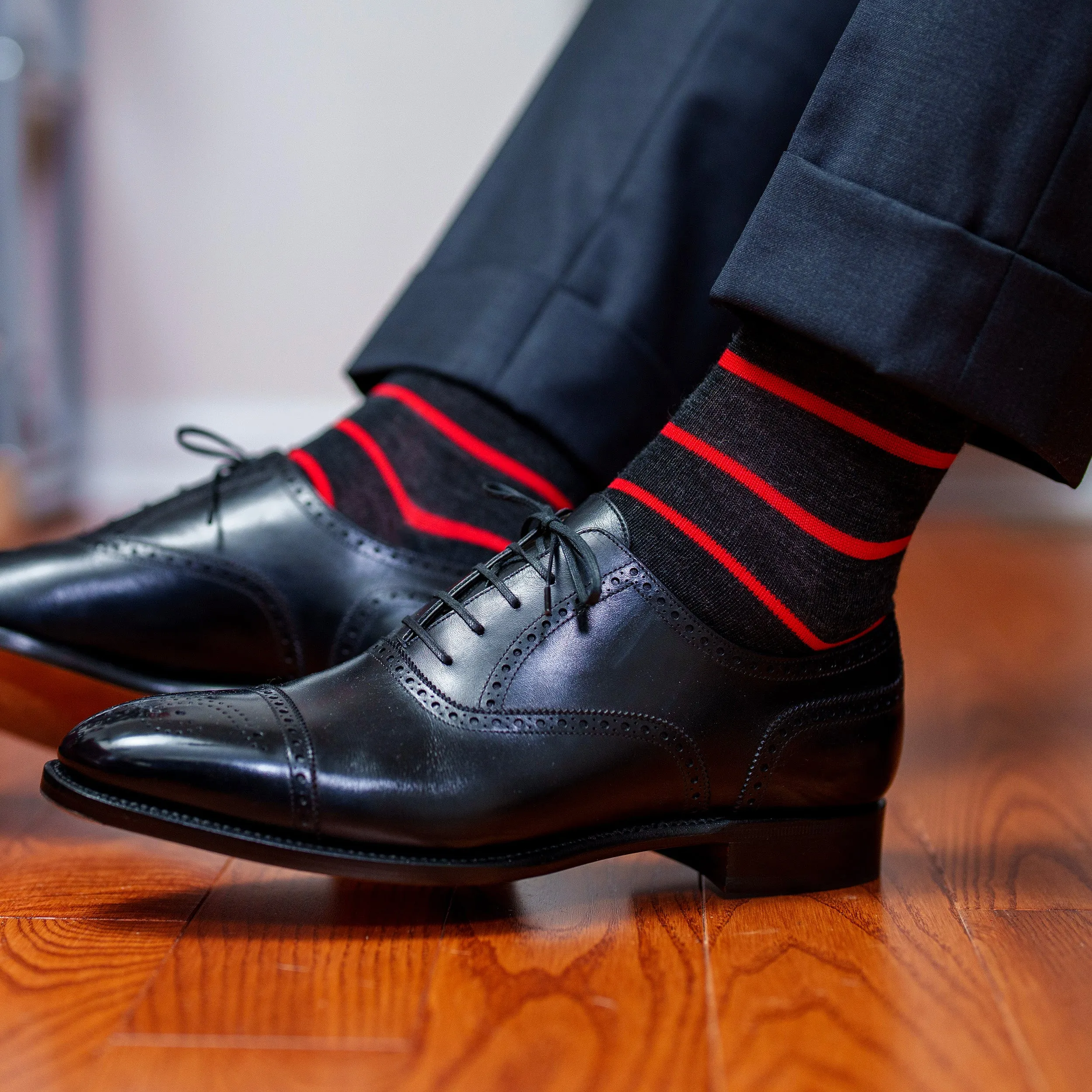 Merino Wool Mid-Calf Patterned Dress Socks - 6 Pair Gift Box