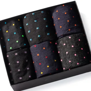 Merino Wool Over the Calf Patterned Dress Socks - 6 Pair Gift Box