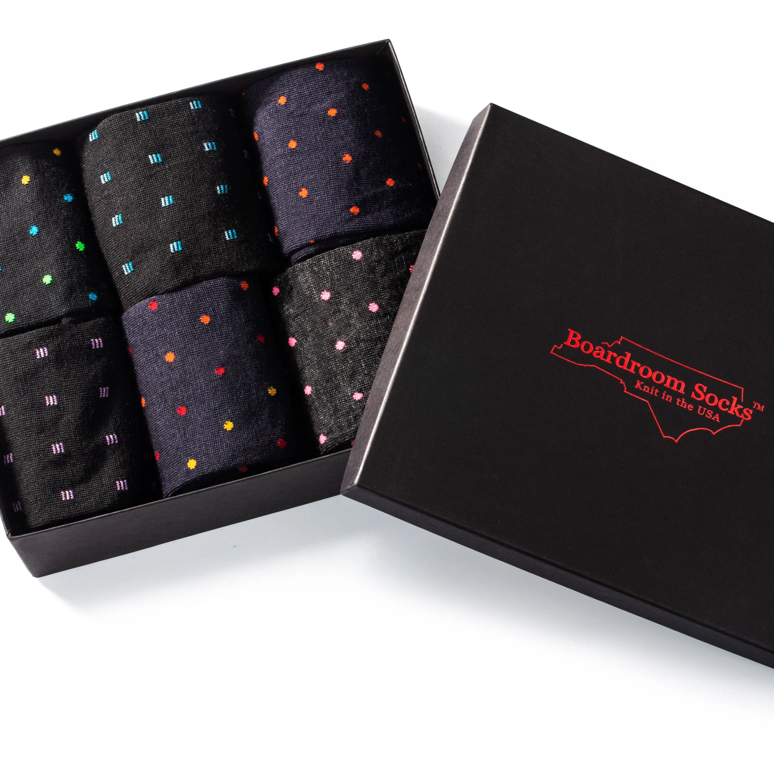 Merino Wool Over the Calf Patterned Dress Socks - 6 Pair Gift Box