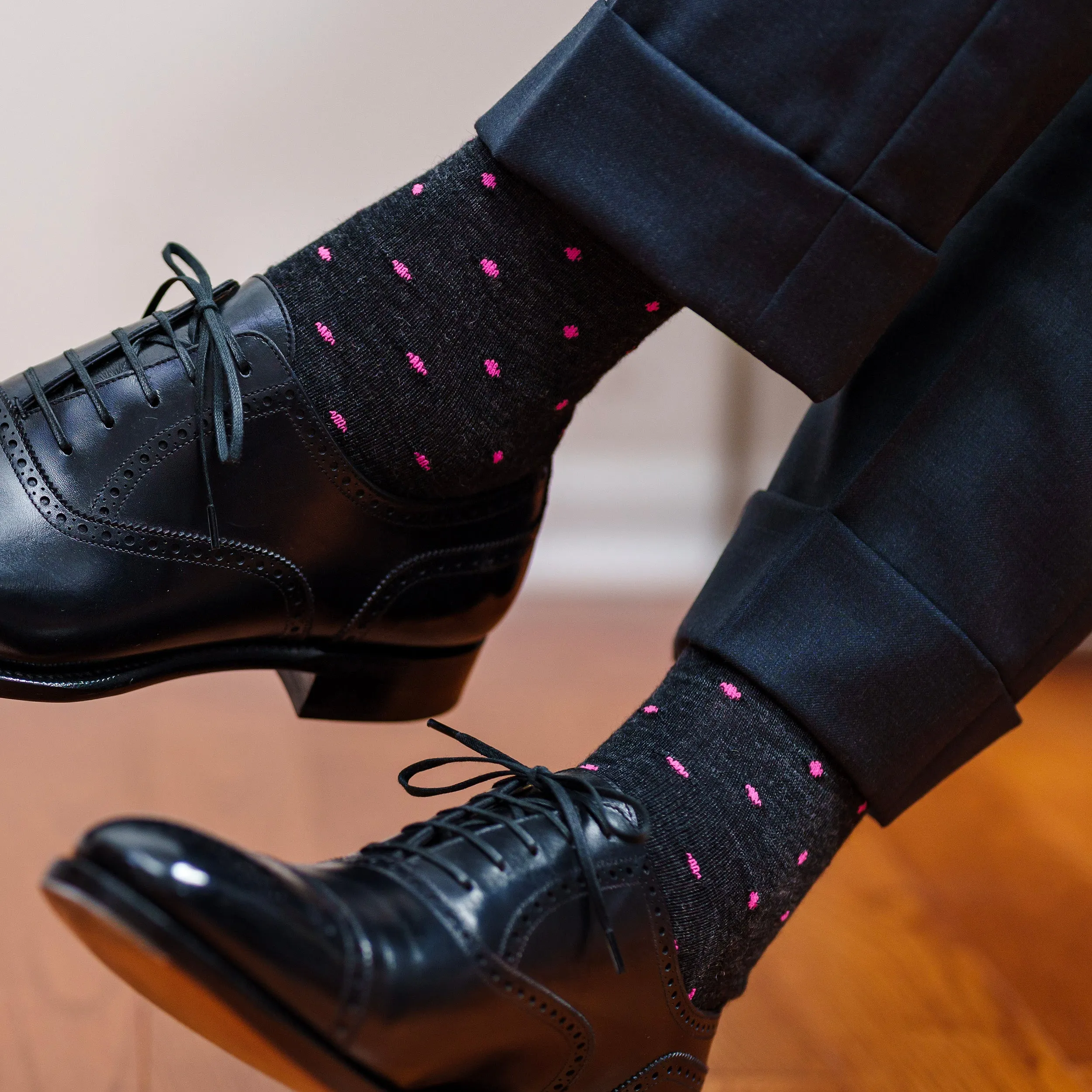 Merino Wool Over the Calf Patterned Dress Socks - 6 Pair Gift Box