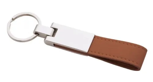 Metal Keychains with Leather Strap