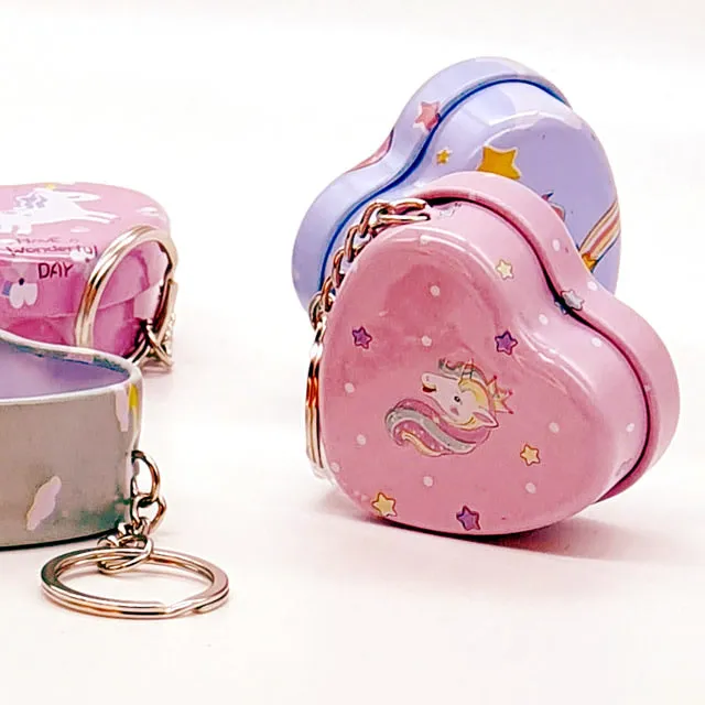 Mini Tin Box with Keychain - Unicorn