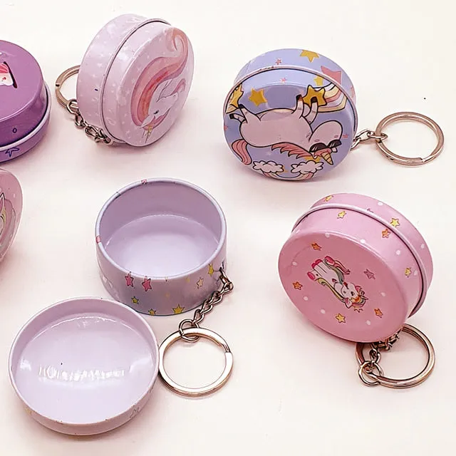 Mini Tin Box with Keychain - Unicorn