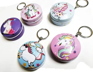 Mini Tin Box with Keychain - Unicorn