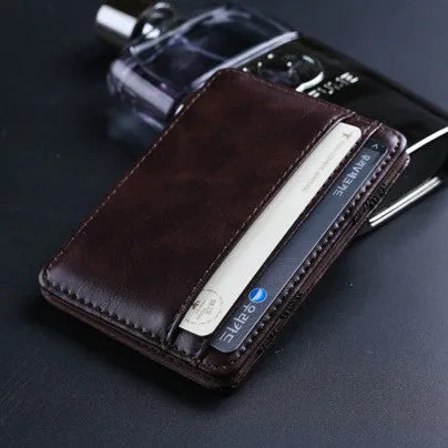Minimalist PU Leather Rubber Strap Money Clips Wallets For Men