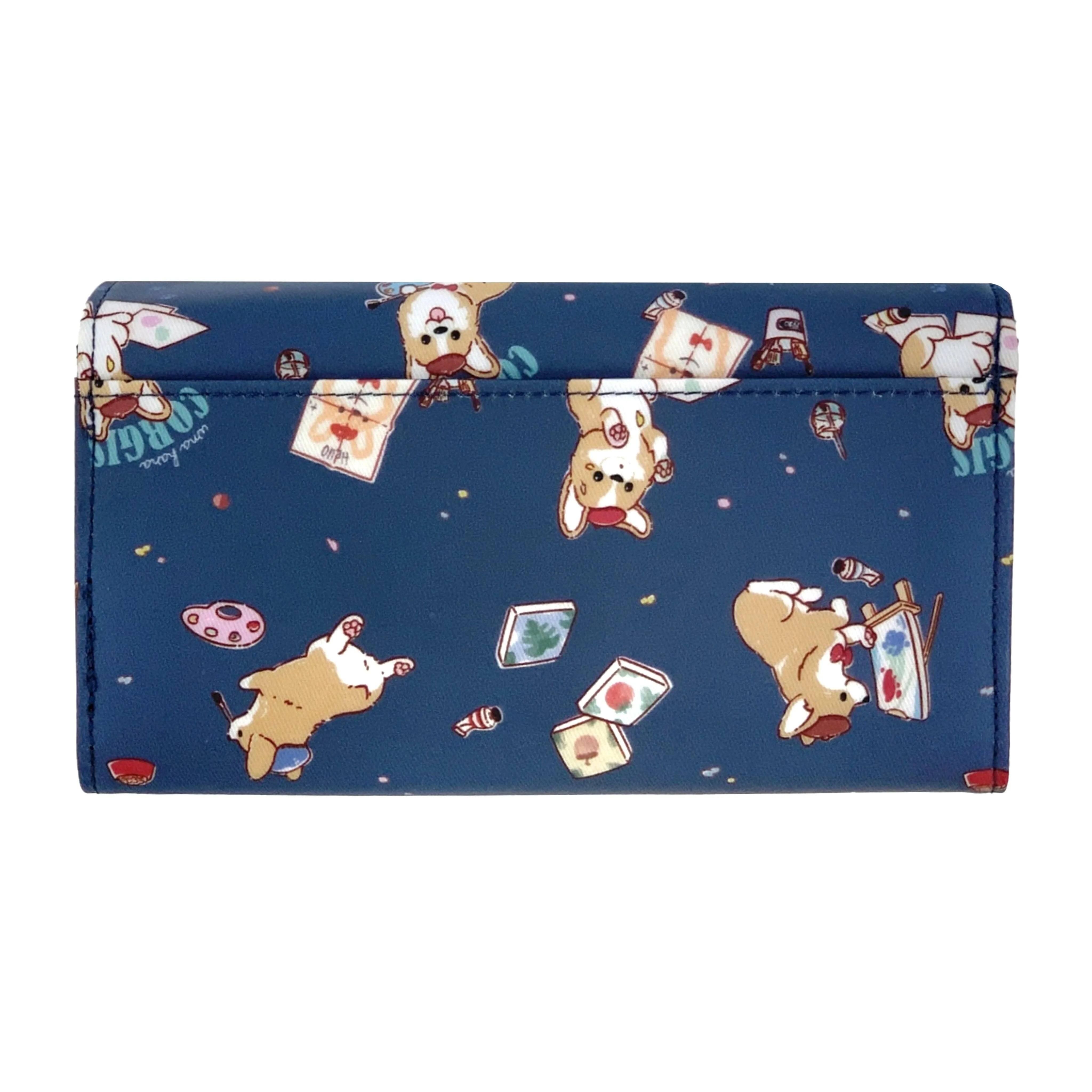 Navy Blue Color Me Corgi Multifunctional Wallet