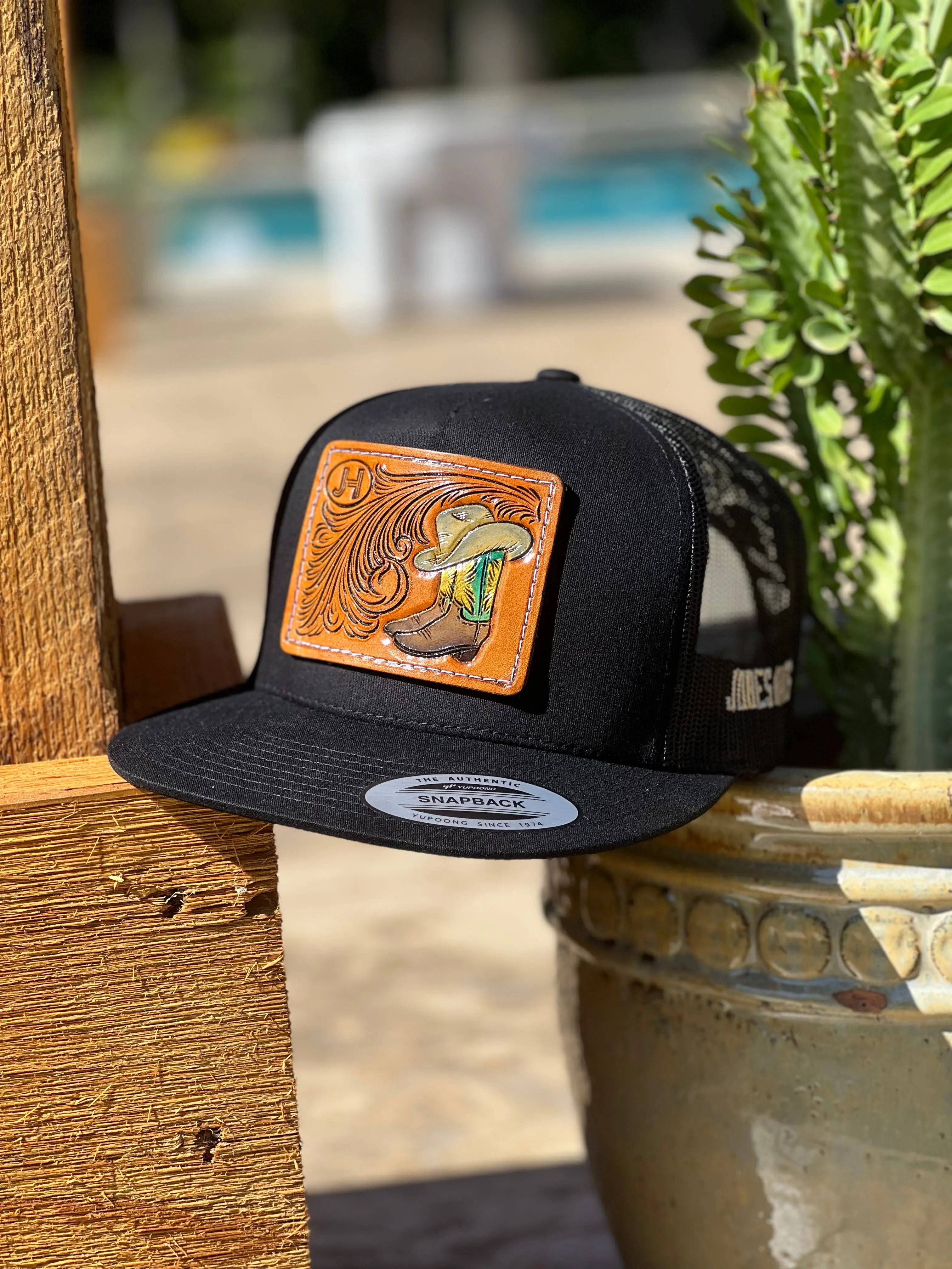 NEW 2022 Jobes Leather Patch Trucker - All Black Cap Boots & Hats  (Limited Edition)