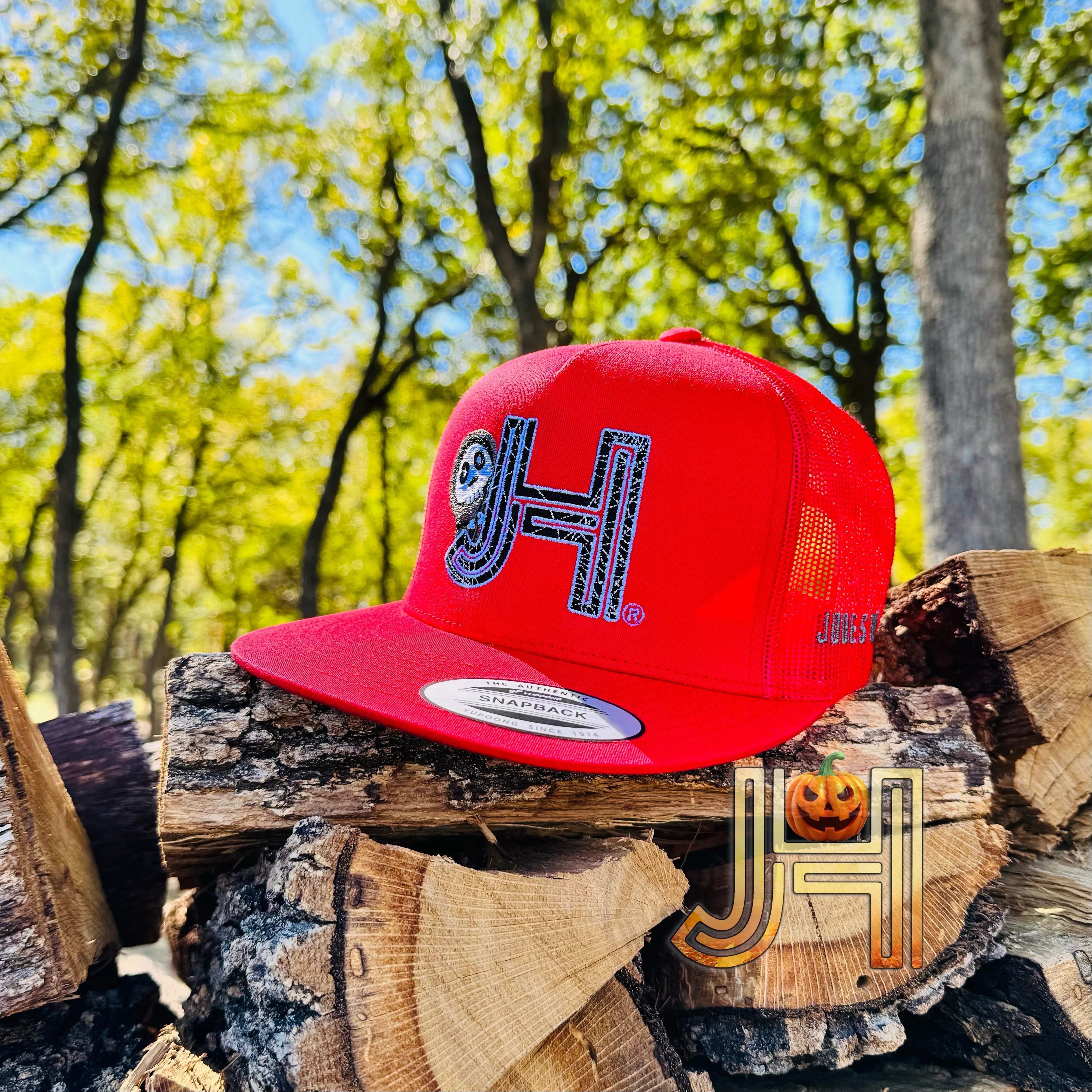 October Collection Jobes Hats Trucker cap - All Red Halloween Ghost