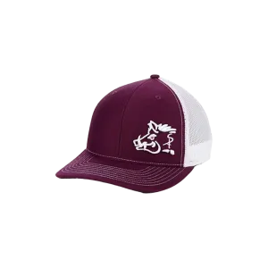 Oil Field Hats Maroon Sniper Pig White Mesh Cap
