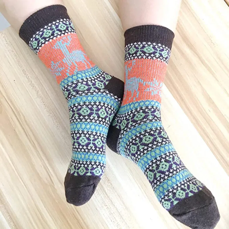 Pack Of 5 Colorful Soft Thick Socks For Women