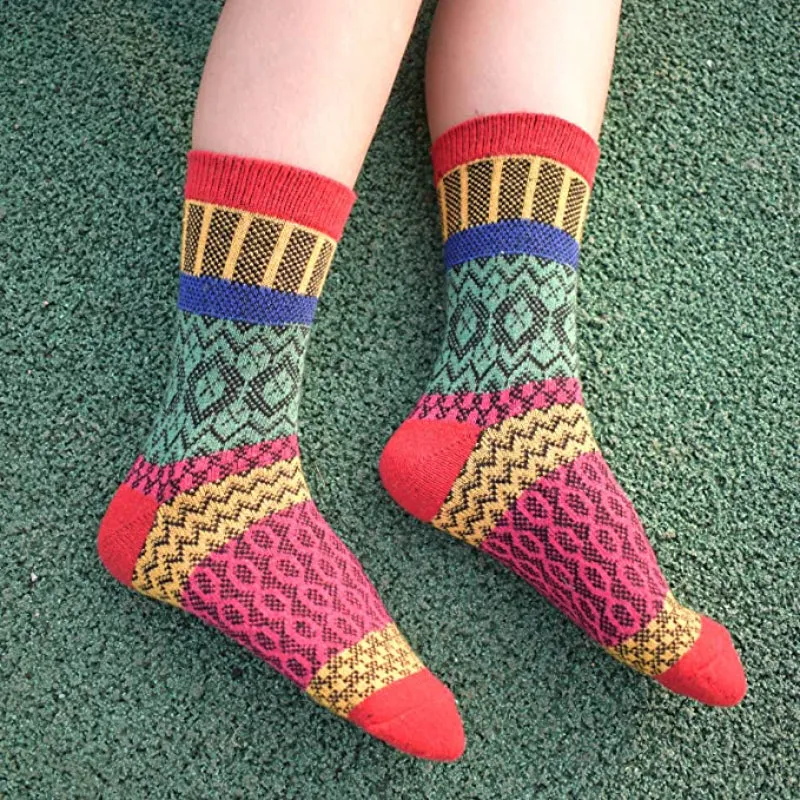 Pack Of 5 Colorful Soft Thick Socks For Women