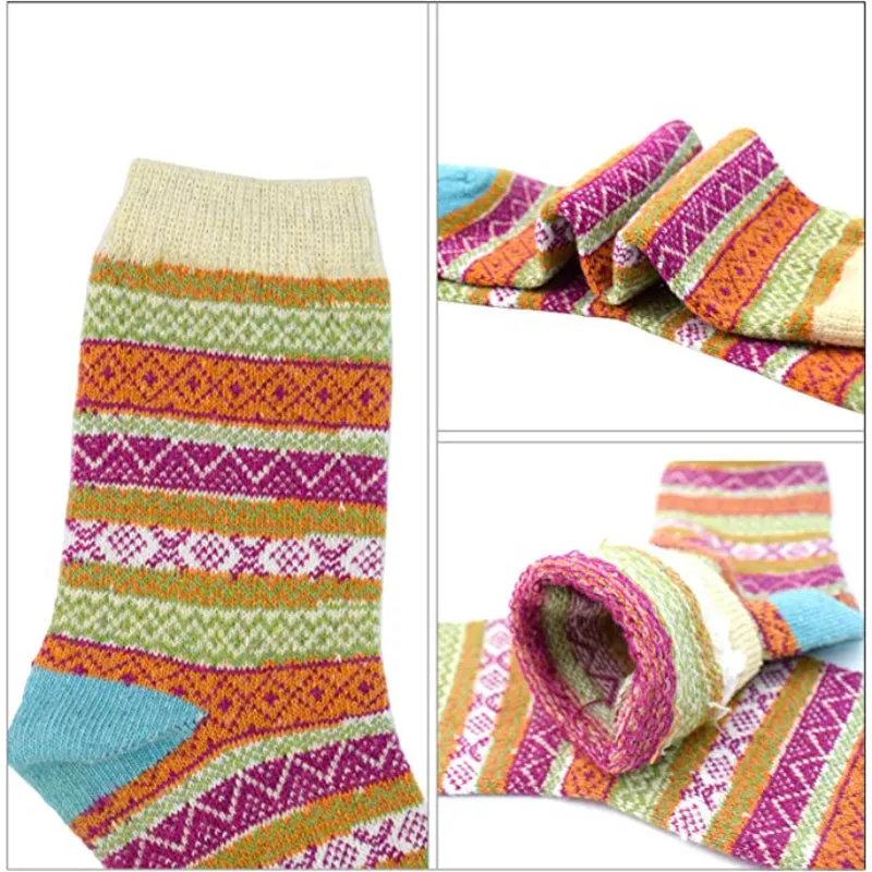 Pack Of 5 Colorful Soft Thick Socks For Women