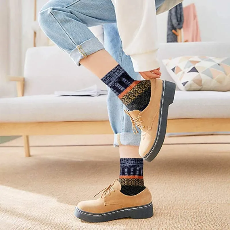 Pack Of 5 Colorful Soft Thick Socks For Women