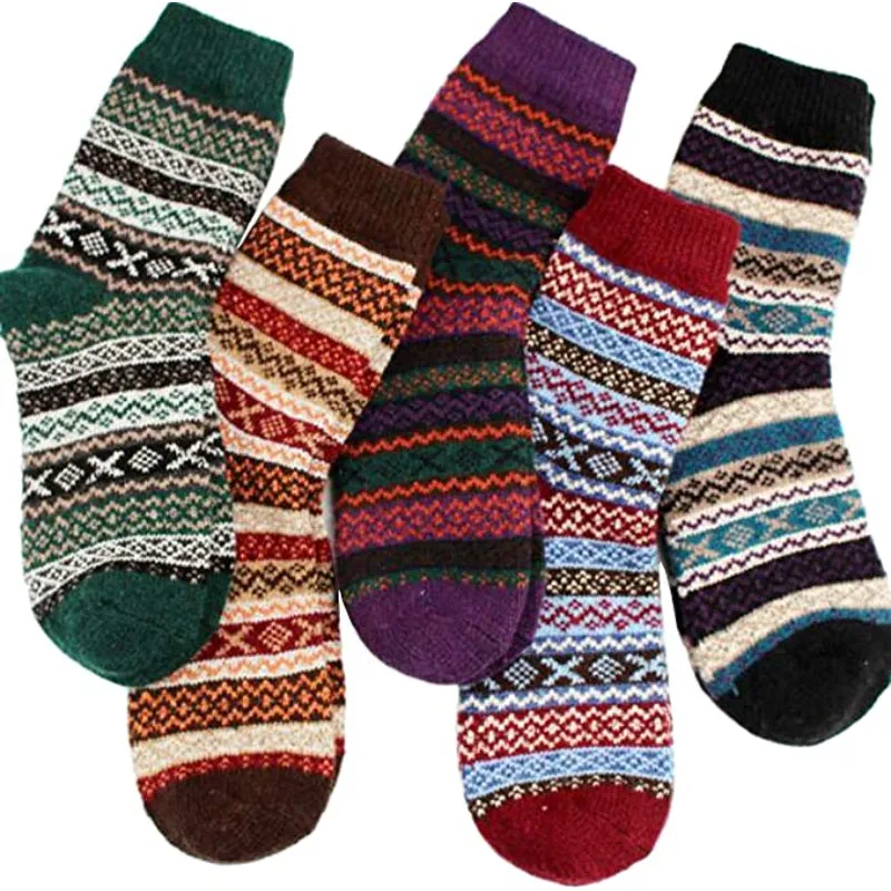 Pack Of 5 Colorful Soft Thick Socks For Women