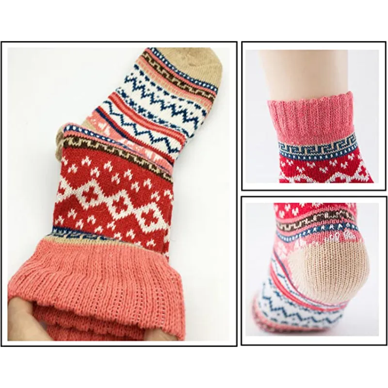 Pack Of 5 Colorful Soft Thick Socks For Women