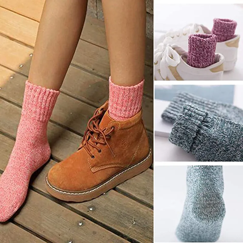 Pack Of 5 Colorful Soft Thick Socks For Women