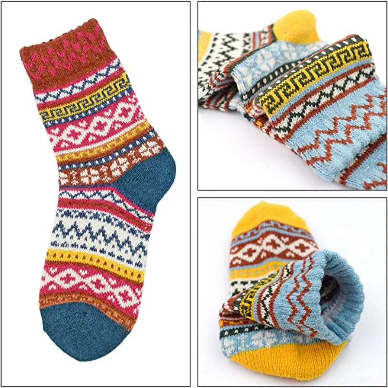 Pack Of 5 Colorful Soft Thick Socks For Women