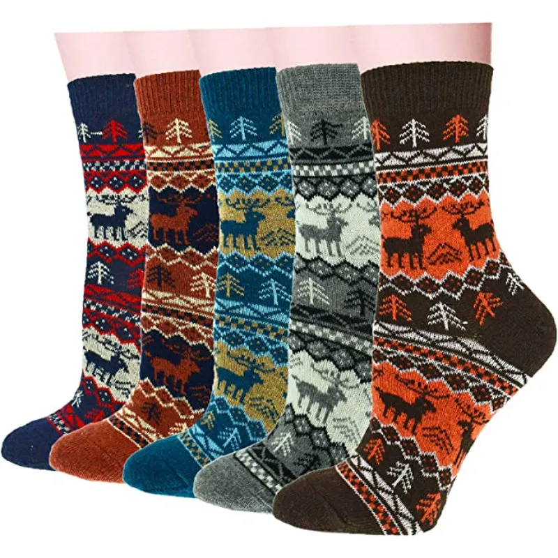 Pack Of 5 Colorful Soft Thick Socks For Women
