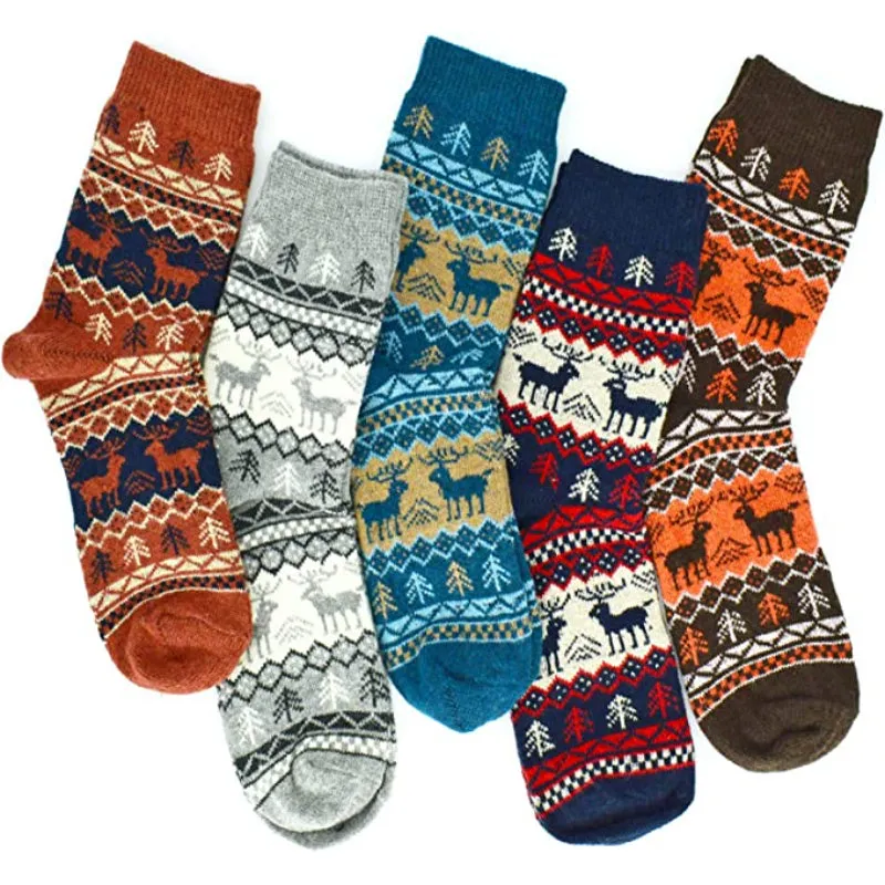Pack Of 5 Colorful Soft Thick Socks For Women