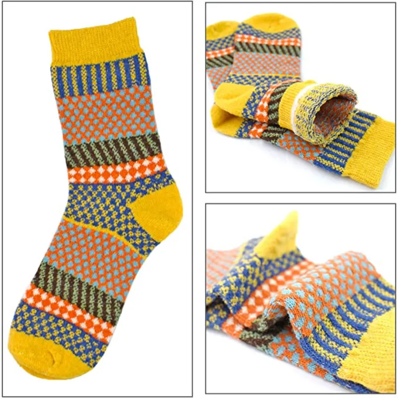Pack Of 5 Colorful Soft Thick Socks For Women