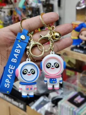 Panda Keychains With Bagcharm and Strap (Select From Drop Down Menu)