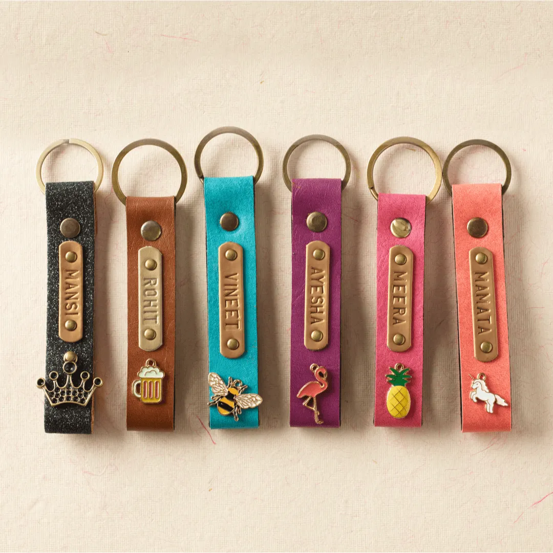 Personalized Leather Keychains - Summer Vibes